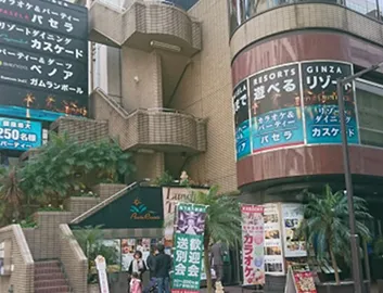 二つ目のブロック右手側「ウォールビル 1F」が「パセラリゾーツ銀座店」総合受付にてコンシェルジュがご案内致します!