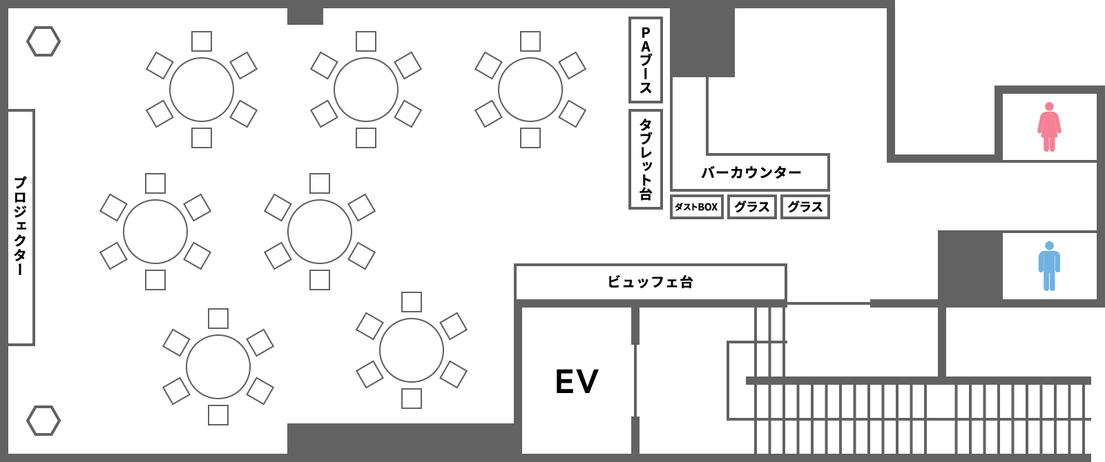 ガムランボール新宿靖国通り店のフロアレイアウト